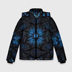Куртка зимняя для мальчика Калейдоскопные черные и синие узоры, цвет: 3D-светло-серый