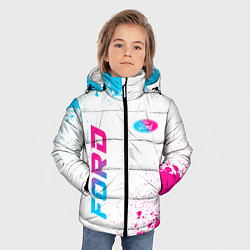 Куртка зимняя для мальчика Ford neon gradient style: надпись, символ, цвет: 3D-черный — фото 2