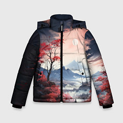 Куртка зимняя для мальчика Луна над горами, цвет: 3D-черный
