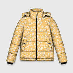 Куртка зимняя для мальчика Сакура паттерн, цвет: 3D-черный