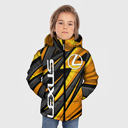 Куртка зимняя для мальчика Лексус - желтая спортивная абстракция, цвет: 3D-черный — фото 2