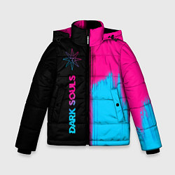 Куртка зимняя для мальчика Dark Souls - neon gradient: по-вертикали, цвет: 3D-черный