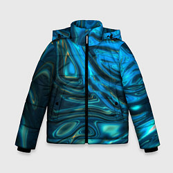 Куртка зимняя для мальчика Абстракция плазма сине-голубой, цвет: 3D-черный