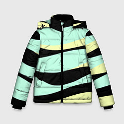 Куртка зимняя для мальчика Черно-бирюзовая абстракция, цвет: 3D-черный