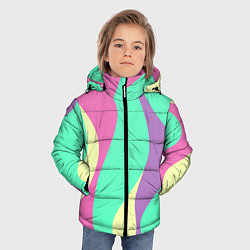 Куртка зимняя для мальчика Полосатая цветная абстракция, цвет: 3D-светло-серый — фото 2