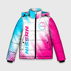 Зимняя куртка для мальчика Nissan neon gradient style: надпись, символ
