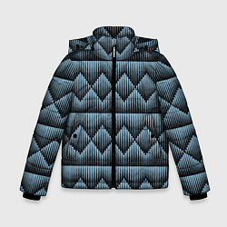 Куртка зимняя для мальчика Черные синие объемные ромбы, цвет: 3D-черный