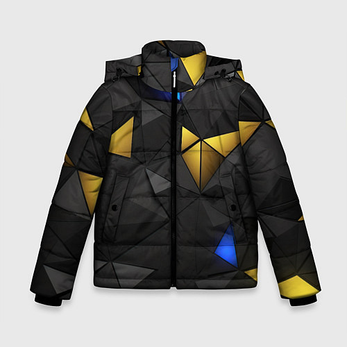 Зимняя куртка для мальчика Black yellow geometry / 3D-Светло-серый – фото 1