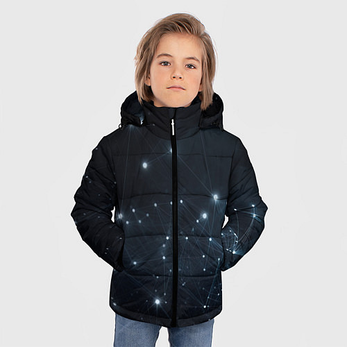 Зимняя куртка для мальчика Абстрактное свечение / 3D-Светло-серый – фото 3