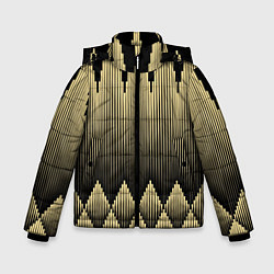 Куртка зимняя для мальчика Золотые ромбы на черном, цвет: 3D-красный