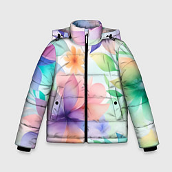 Куртка зимняя для мальчика Акварельные цветы - нейросеть, цвет: 3D-светло-серый