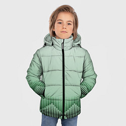 Куртка зимняя для мальчика Зеленый градиент с ромбами, цвет: 3D-черный — фото 2