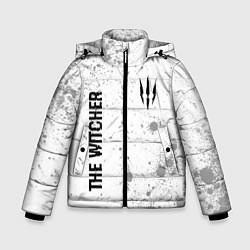 Зимняя куртка для мальчика The Witcher glitch на светлом фоне: надпись, симво
