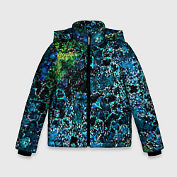 Зимняя куртка для мальчика Мозаичный узор в синих и зеленых тонах