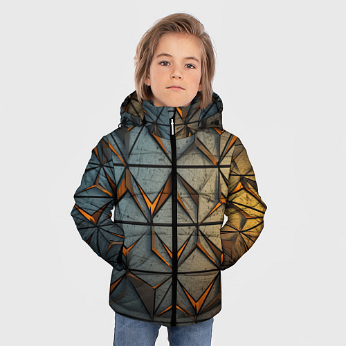 Зимняя куртка для мальчика Объемная броня из плит / 3D-Черный – фото 3