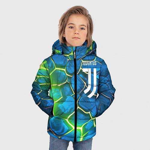 Зимняя куртка для мальчика Juventus blue green neon / 3D-Светло-серый – фото 3