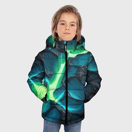 Зимняя куртка для мальчика Свечение из разлома плит / 3D-Черный – фото 3