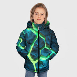 Куртка зимняя для мальчика Яркий зеленый разлом плит, цвет: 3D-черный — фото 2