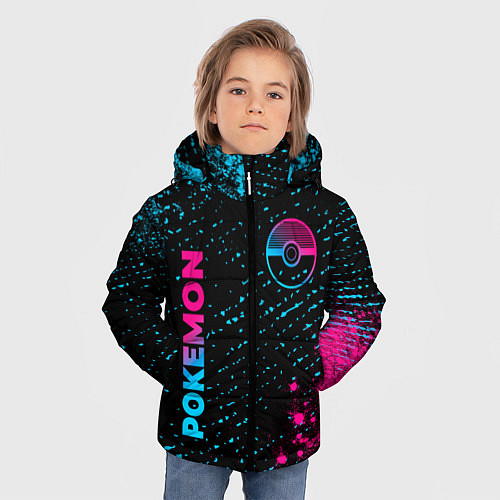 Зимняя куртка для мальчика Pokemon - neon gradient: надпись, символ / 3D-Черный – фото 3