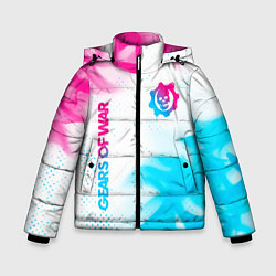 Куртка зимняя для мальчика Gears of War neon gradient style: надпись, символ, цвет: 3D-черный