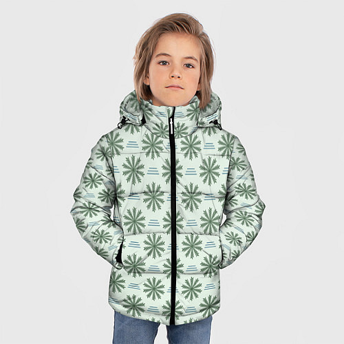 Зимняя куртка для мальчика Веточки и полоски / 3D-Черный – фото 3