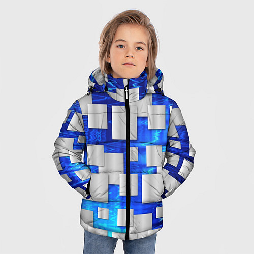 Зимняя куртка для мальчика Стальные квадраты / 3D-Черный – фото 3