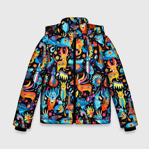 Зимняя куртка для мальчика Космические чудики / 3D-Светло-серый – фото 1