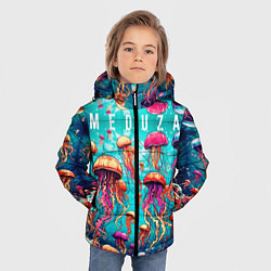 Куртка зимняя для мальчика Медуза в стиле арт, цвет: 3D-черный — фото 2
