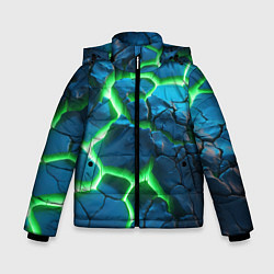 Куртка зимняя для мальчика Разлом зеленых плит, цвет: 3D-черный