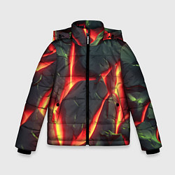 Куртка зимняя для мальчика Красные плиты с лавой, цвет: 3D-светло-серый