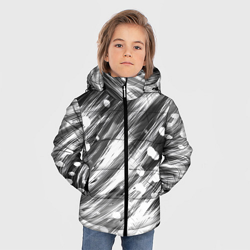 Зимняя куртка для мальчика Черно-белые штрихи / 3D-Черный – фото 3