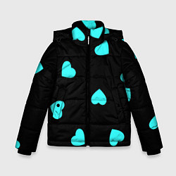 Зимняя куртка для мальчика С голубыми сердечками на черном