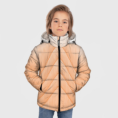 Зимняя куртка для мальчика Полосатый оранжевый градиент / 3D-Светло-серый – фото 3