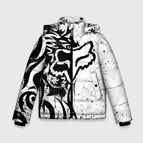 Зимняя куртка для мальчика Fox motocross - белый дракон / 3D-Светло-серый – фото 1