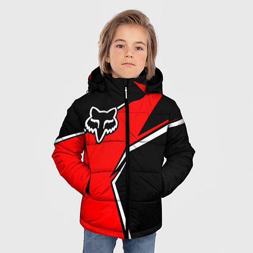 Зимняя куртка для мальчика Fox мотокросс - красный / 3D-Черный – фото 3