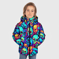 Куртка зимняя для мальчика Яркие кислотные черепа, цвет: 3D-черный — фото 2