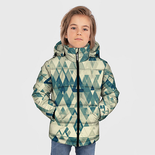 Зимняя куртка для мальчика Абстракция светло-зеленый / 3D-Черный – фото 3