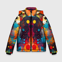 Куртка зимняя для мальчика Mirrow colorful blots - abstraction - vogue, цвет: 3D-черный