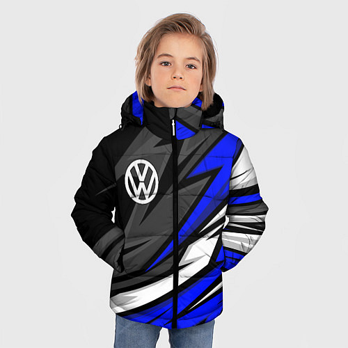 Зимняя куртка для мальчика Volkswagen - Синяя абстракция / 3D-Черный – фото 3
