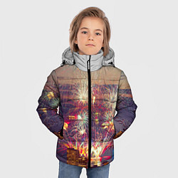 Куртка зимняя для мальчика Салют в ночном небе, цвет: 3D-черный — фото 2