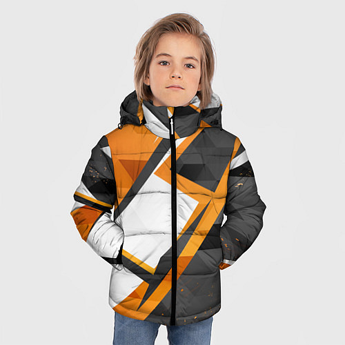 Зимняя куртка для мальчика Абстрактный полигональный узор Asiimov / 3D-Черный – фото 3