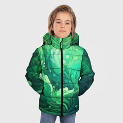 Куртка зимняя для мальчика Зеленые абстрактные волны, цвет: 3D-светло-серый — фото 2