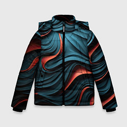 Куртка зимняя для мальчика Сине-оранжевая абстрактная волна, цвет: 3D-черный