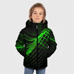 Куртка зимняя для мальчика Зеленые яркие линии, цвет: 3D-светло-серый — фото 2