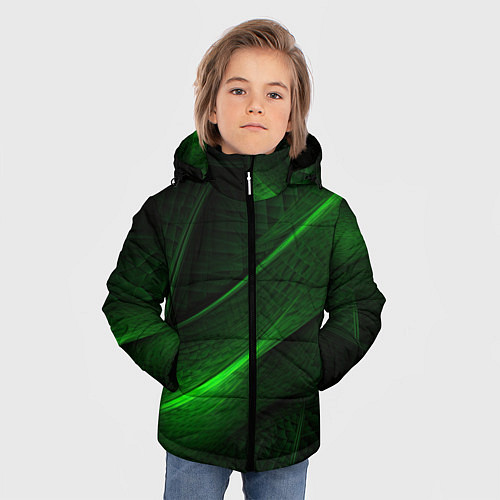 Зимняя куртка для мальчика Green neon lines / 3D-Красный – фото 3