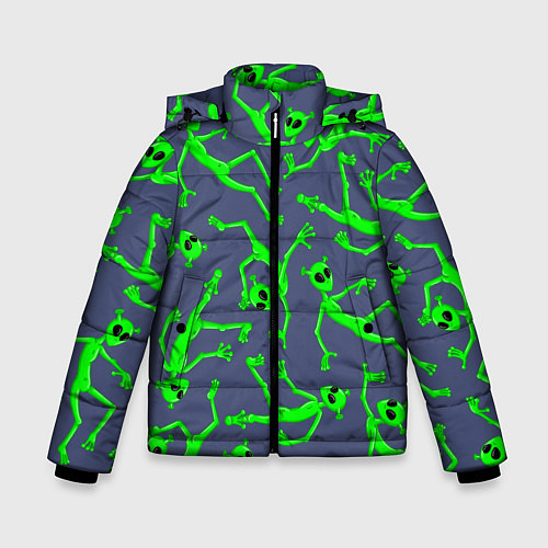 Зимняя куртка для мальчика Инопланетяне паттерн / 3D-Светло-серый – фото 1