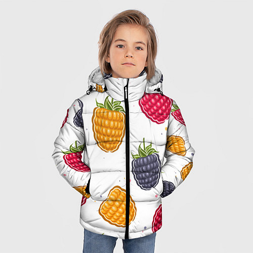 Зимняя куртка для мальчика Разноцветная малина / 3D-Черный – фото 3