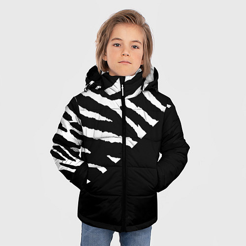 Зимняя куртка для мальчика Полосы зебры с черным / 3D-Черный – фото 3