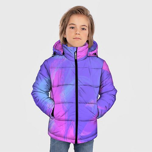 Зимняя куртка для мальчика Сиреневая абстракция / 3D-Черный – фото 3