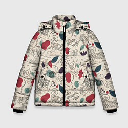 Куртка зимняя для мальчика Флоральная абстракция с пятнами, цвет: 3D-красный